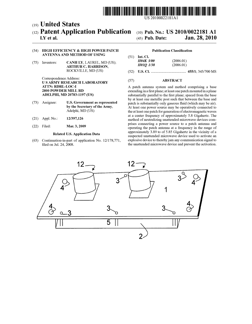 HIGH EFFICIENCY & HIGH POWER PATCH ANTENNA AND METHOD OF USING - diagram, schematic, and image 01