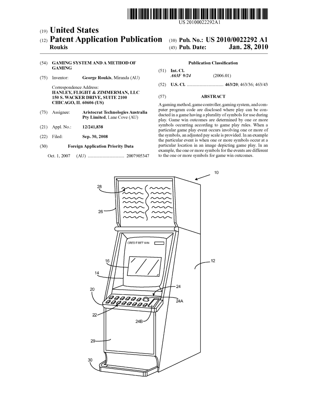 Gaming System and a Method of Gaming - diagram, schematic, and image 01