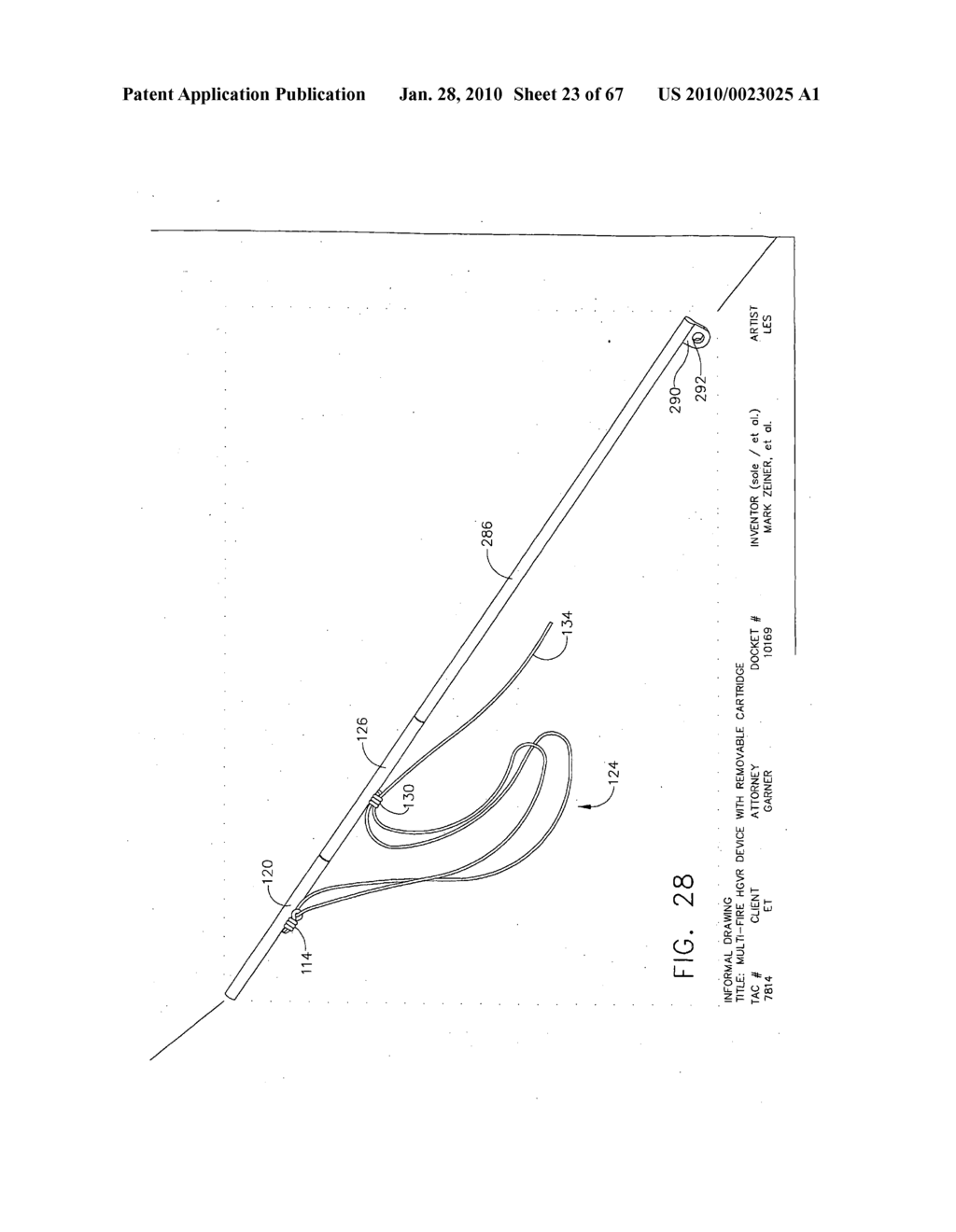 Reloadable laparoscopic fastener deploying device with disposable cartridge for use in a gastric volume reduction procedure - diagram, schematic, and image 24