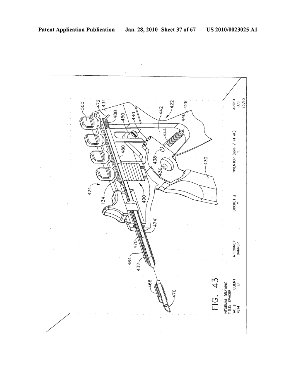 Reloadable laparoscopic fastener deploying device with disposable cartridge for use in a gastric volume reduction procedure - diagram, schematic, and image 38