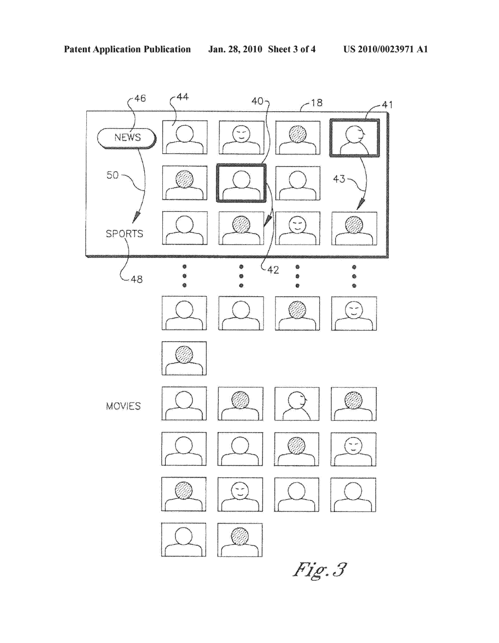 SYSTEM AND METHOD FOR SCROLLING THROUGH TV VIDEO ICONS BY CATEGORY - diagram, schematic, and image 04