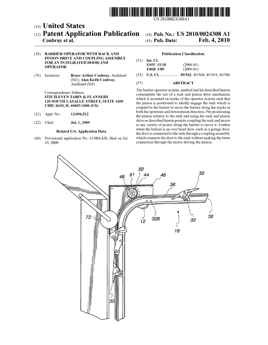 Barrier Operator With Rack And Pinion Drive And Coupling Assembly For An Integrated Door And Operator - diagram, schematic, and image 01