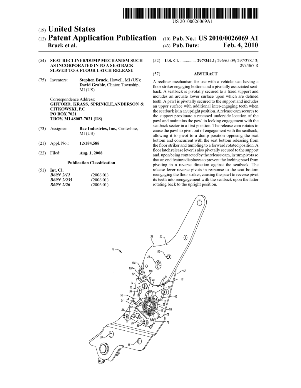 SEAT RECLINER/DUMP MECHANISM SUCH AS INCORPORATED INTO A SEATBACK SLAVED TO A FLOOR LATCH RELEASE - diagram, schematic, and image 01