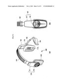 Battery accommodating device, portable device, output device, and head mount display diagram and image