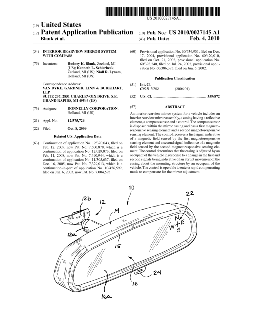 INTERIOR REARVIEW MIRROR SYSTEM WITH COMPASS - diagram, schematic, and image 01