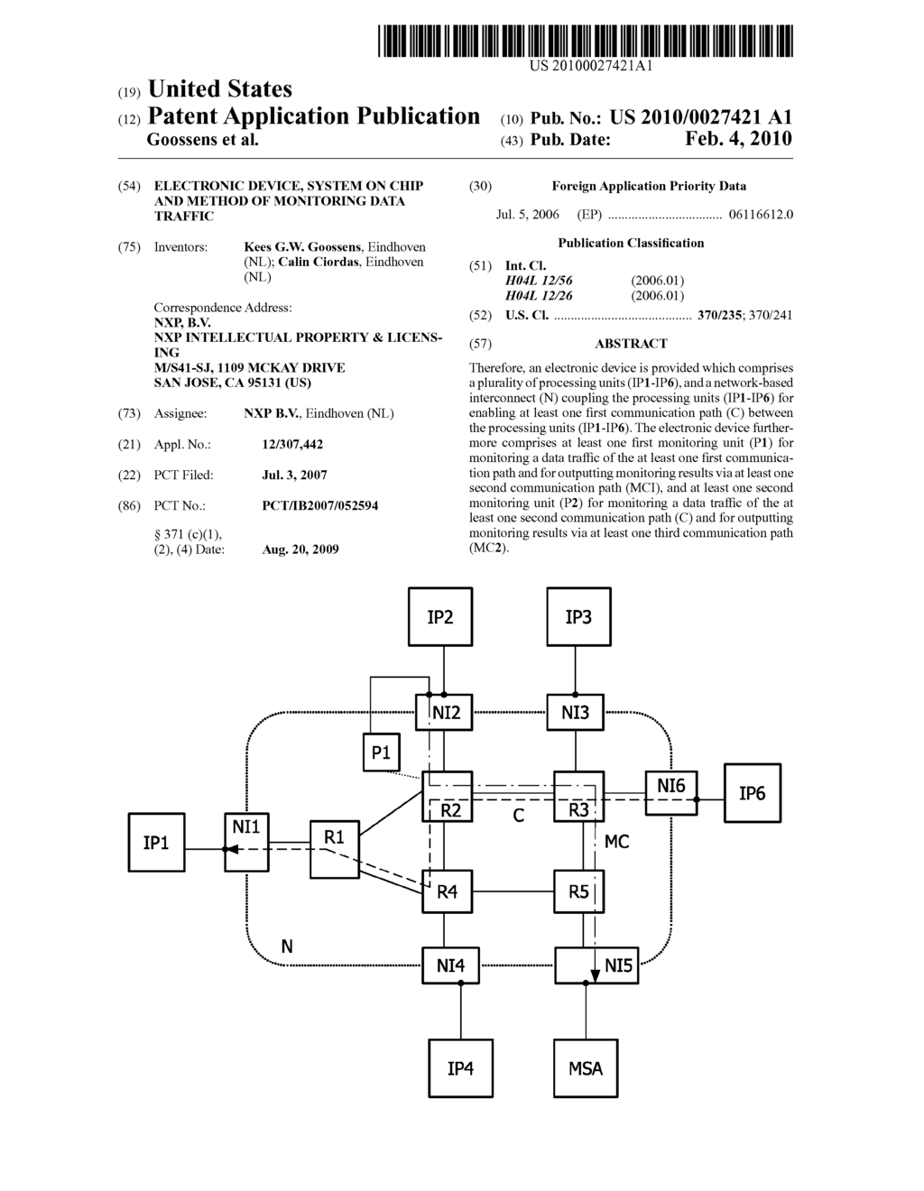 ELECTRONIC DEVICE, SYSTEM ON CHIP AND METHOD OF MONITORING DATA TRAFFIC - diagram, schematic, and image 01