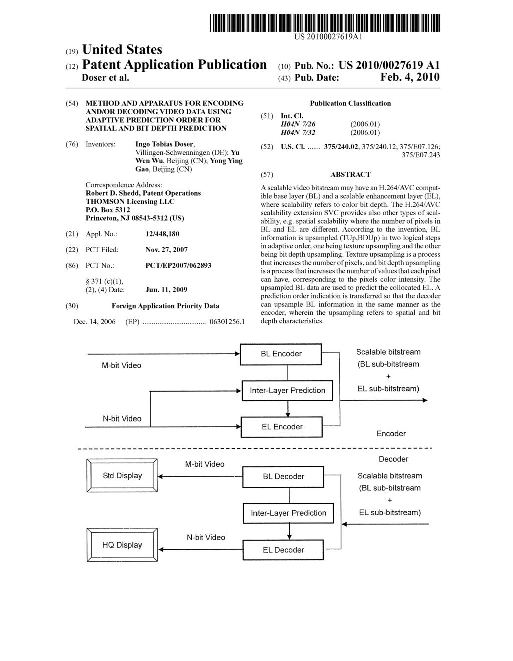 METHOD AND APPARATUS FOR ENCODING AND/OR DECODING VIDEO DATA USING ADAPTIVE PREDICTION ORDER FOR SPATIAL AND BIT DEPTH PREDICTION - diagram, schematic, and image 01