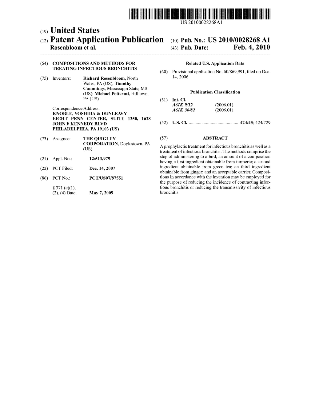 Compositions and Methods For Treating Infectious Bronchitis - diagram, schematic, and image 01