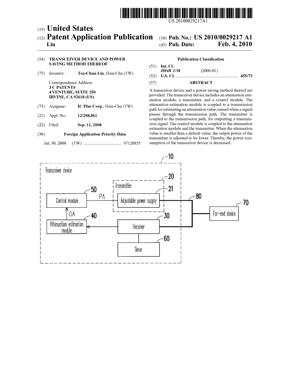 TRANSCEIVER DEVICE AND POWER SAVING METHOD THEREOF - diagram, schematic, and image 01