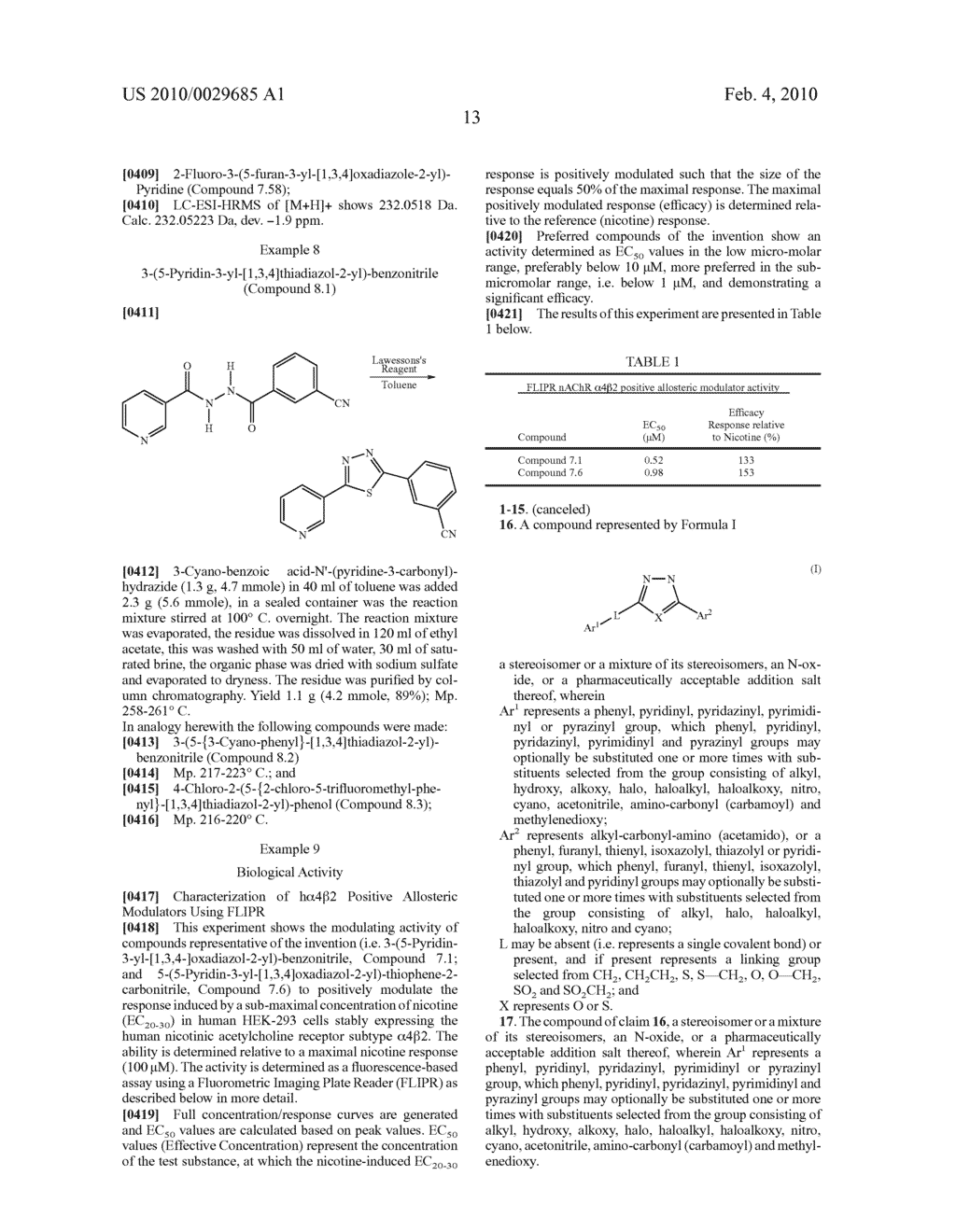 OXADIAZOLE AND THIADIAZOLE COMPOUNDS AND THEIR USE AS NICOTINIC ACETYLCHOLINE RECEPTOR MODULATORS - diagram, schematic, and image 14