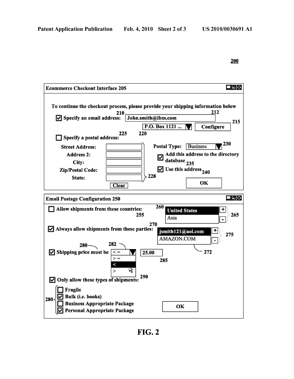 DURING AN E-COMMERCE TRANSACTION SENDING A POSTAL PACKAGE TO A RECIPIENT BASED UPON A RECIPIENTS EMAIL ADDRESS - diagram, schematic, and image 03