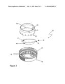 Two part vessel with a hingeable actuator for a cutter diagram and image