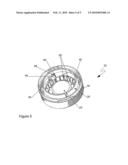 Two part vessel with a hingeable actuator for a cutter diagram and image