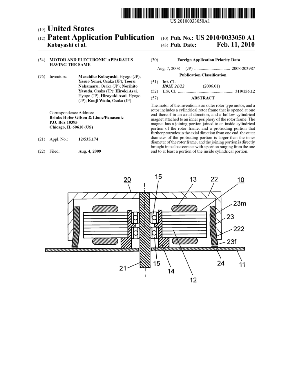 MOTOR AND ELECTRONIC APPARATUS HAVING THE SAME - diagram, schematic, and image 01