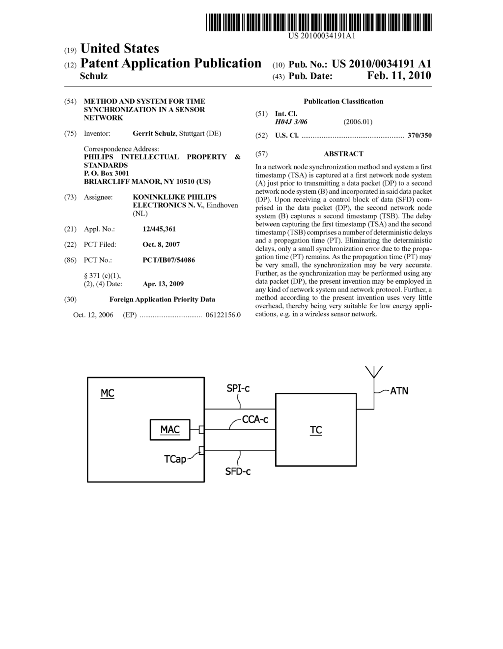 METHOD AND SYSTEM FOR TIME SYNCHRONIZATION IN A SENSOR NETWORK - diagram, schematic, and image 01