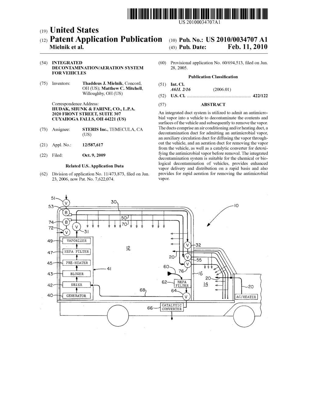 Integrated decontamination/aeration system for vehicles - diagram, schematic, and image 01