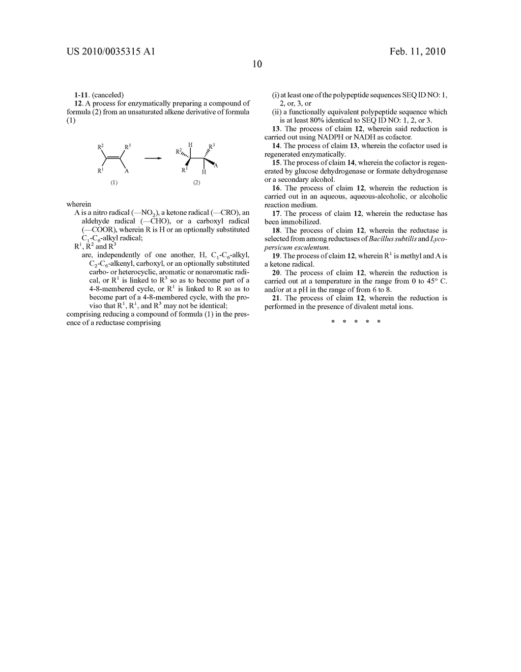 PROCESS FOR ENZYMATIC REDUCTION OF ALKENE DERIVATIVES - diagram, schematic, and image 11