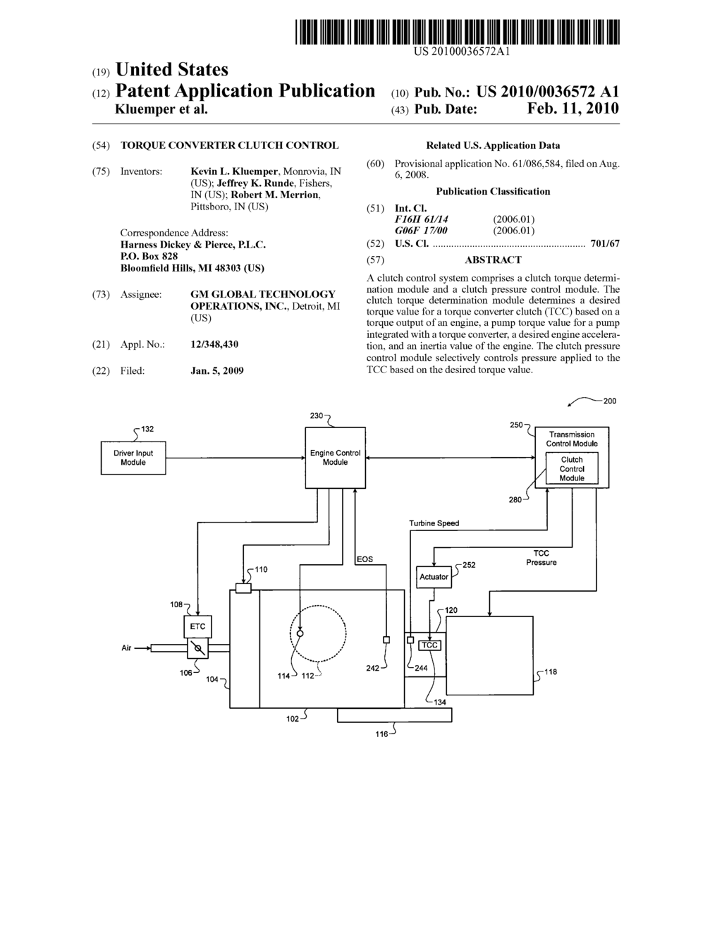 TORQUE CONVERTER CLUTCH CONTROL - diagram, schematic, and image 01