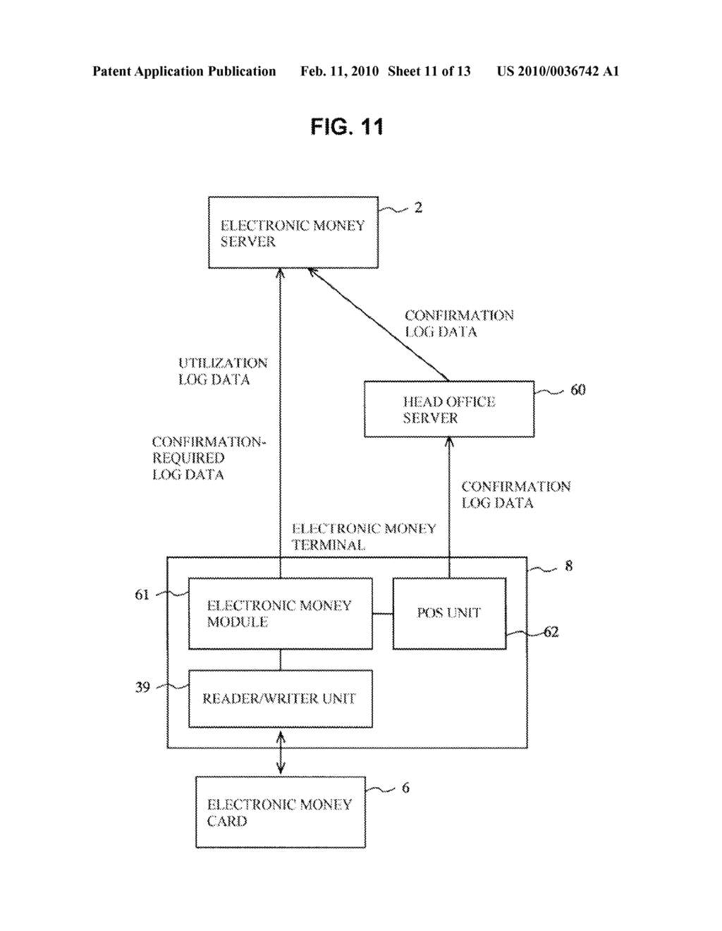 ELECTRONIC MONEY SYSTEM, AMOUNT-OF-MONEY CHANGE INFORMATION TRANSMITTER, SERVER, AND AMOUNT-OF-MONEY CHANGE INFORMATION TRANSMITTING METHOD - diagram, schematic, and image 12