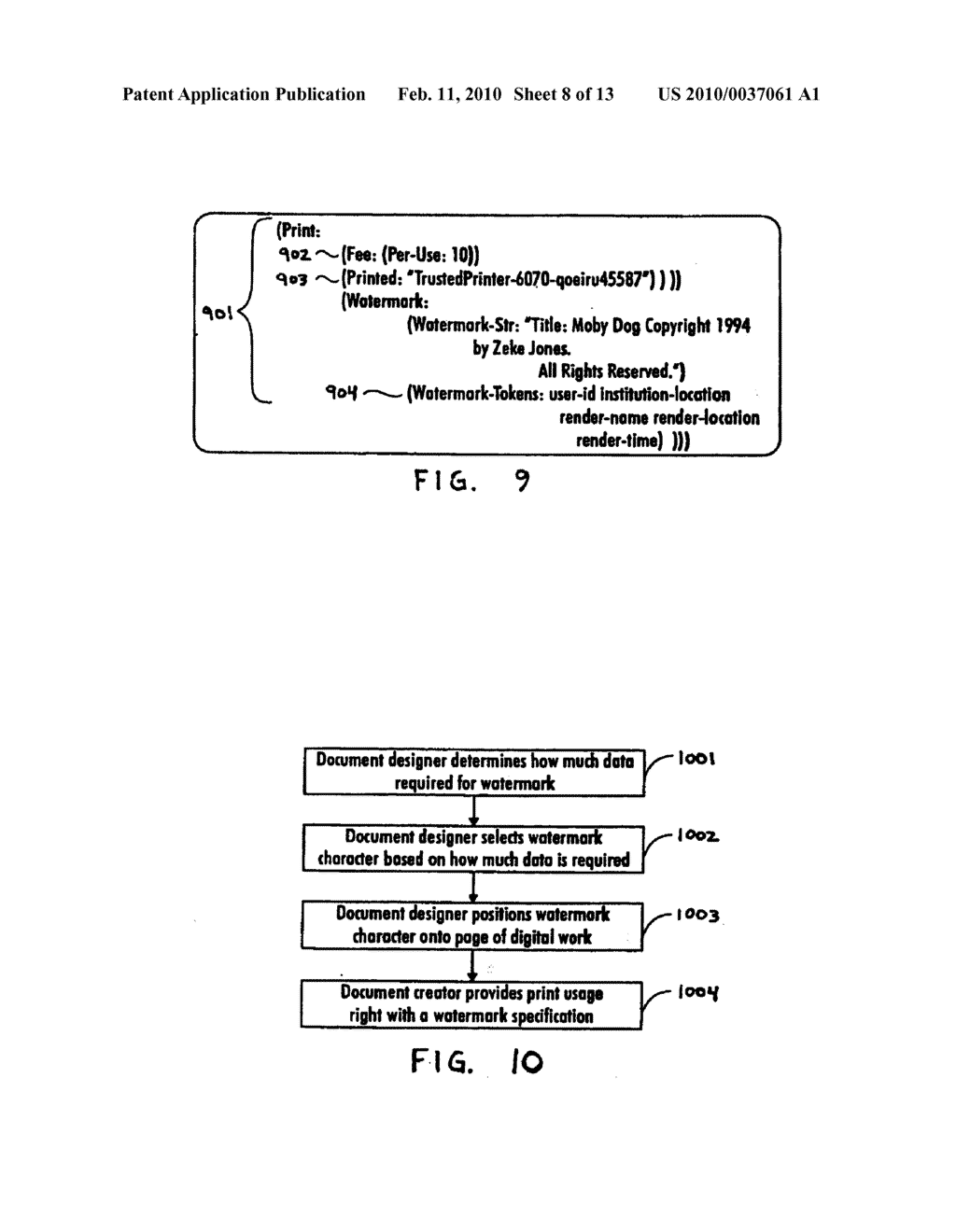 SYSTEM FOR CONTROLLING THE DISTRIBUTION AND USE OF RENDERED DIGITAL WORKS THROUGH WATERMARKING - diagram, schematic, and image 09