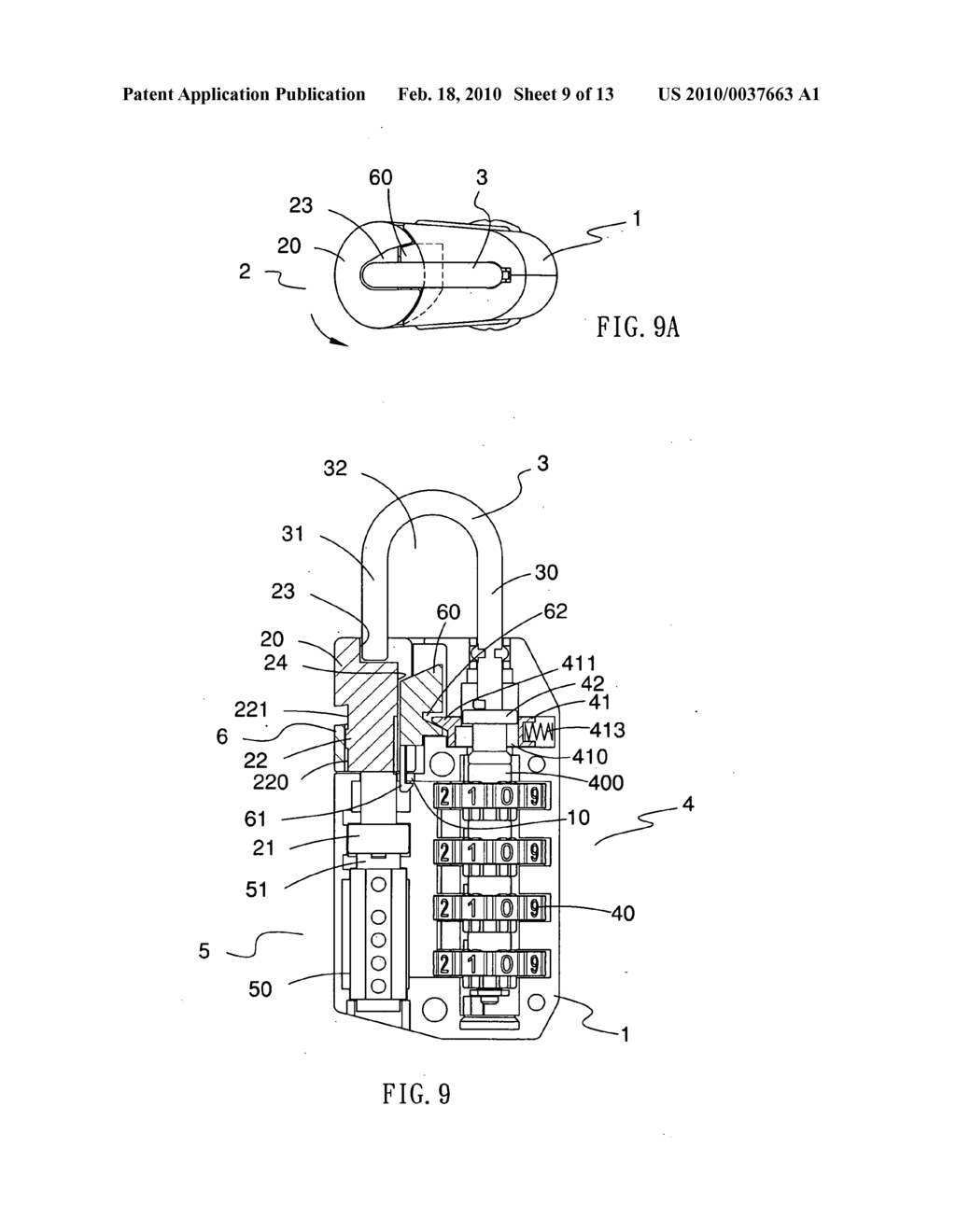 Dual-lock type padlock having double reminding function - diagram, schematic, and image 10