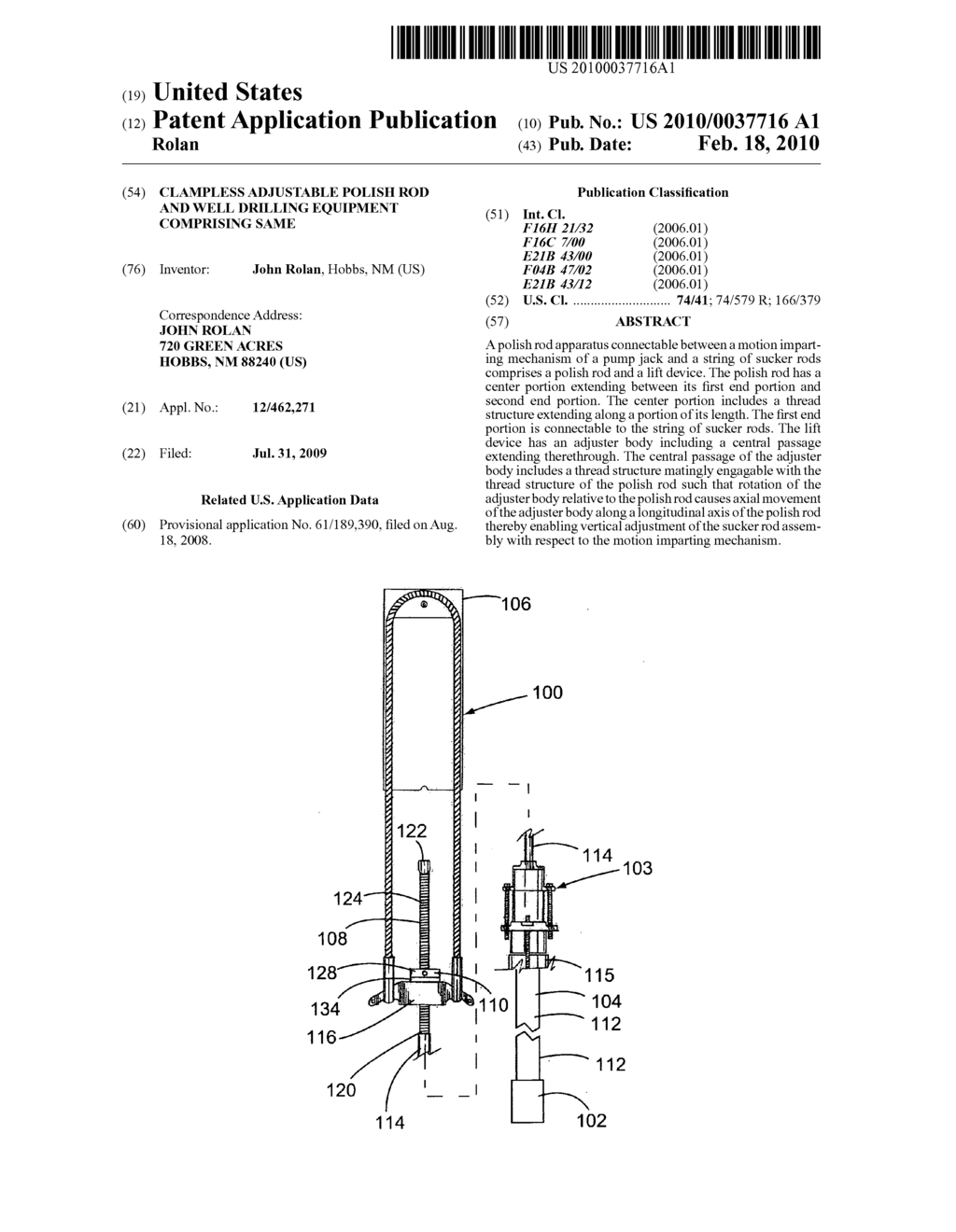 Clampless adjustable polish rod and well drilling equipment comprising same - diagram, schematic, and image 01