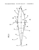 Rudder arrangement for ships having higher speeds comprising a cavitation-reducing twisted, in particular balanced rudder diagram and image