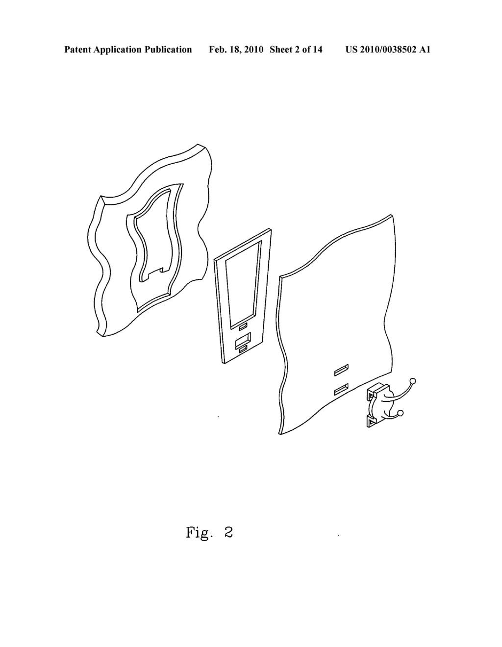 Holding device with a securing sheet for mounting onto a wall - diagram, schematic, and image 03