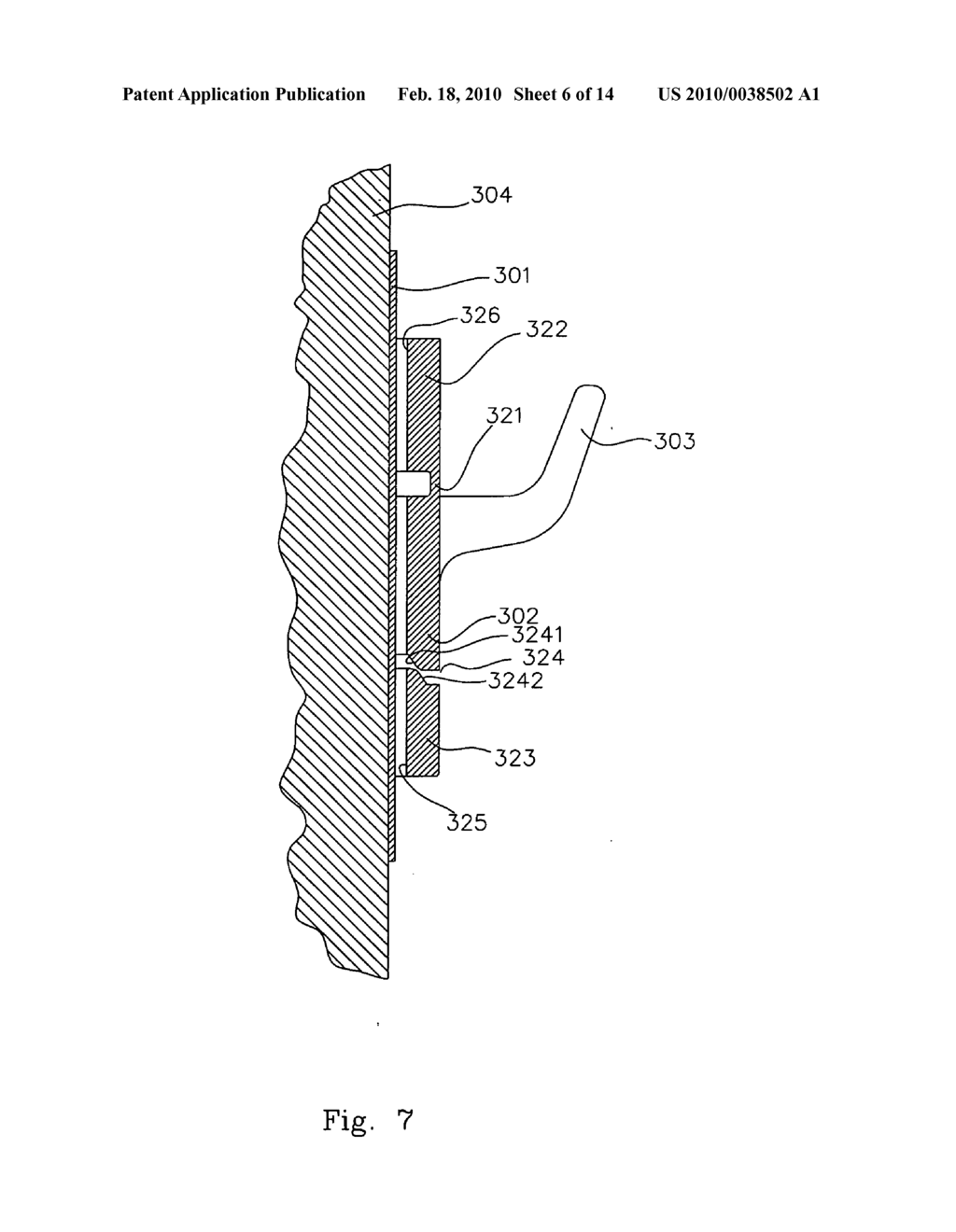 Holding device with a securing sheet for mounting onto a wall - diagram, schematic, and image 07