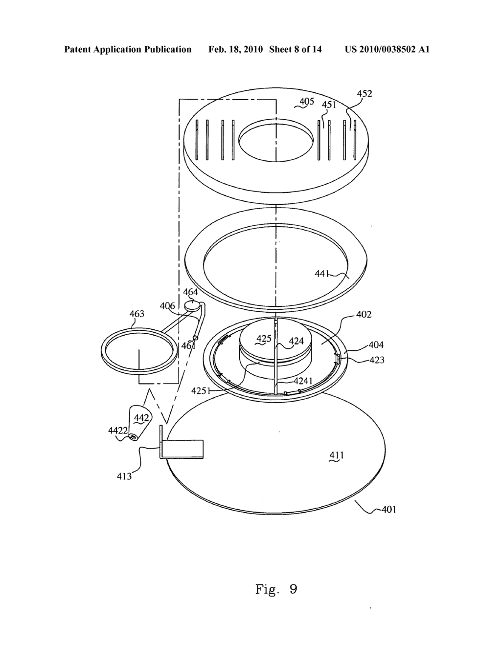 Holding device with a securing sheet for mounting onto a wall - diagram, schematic, and image 09