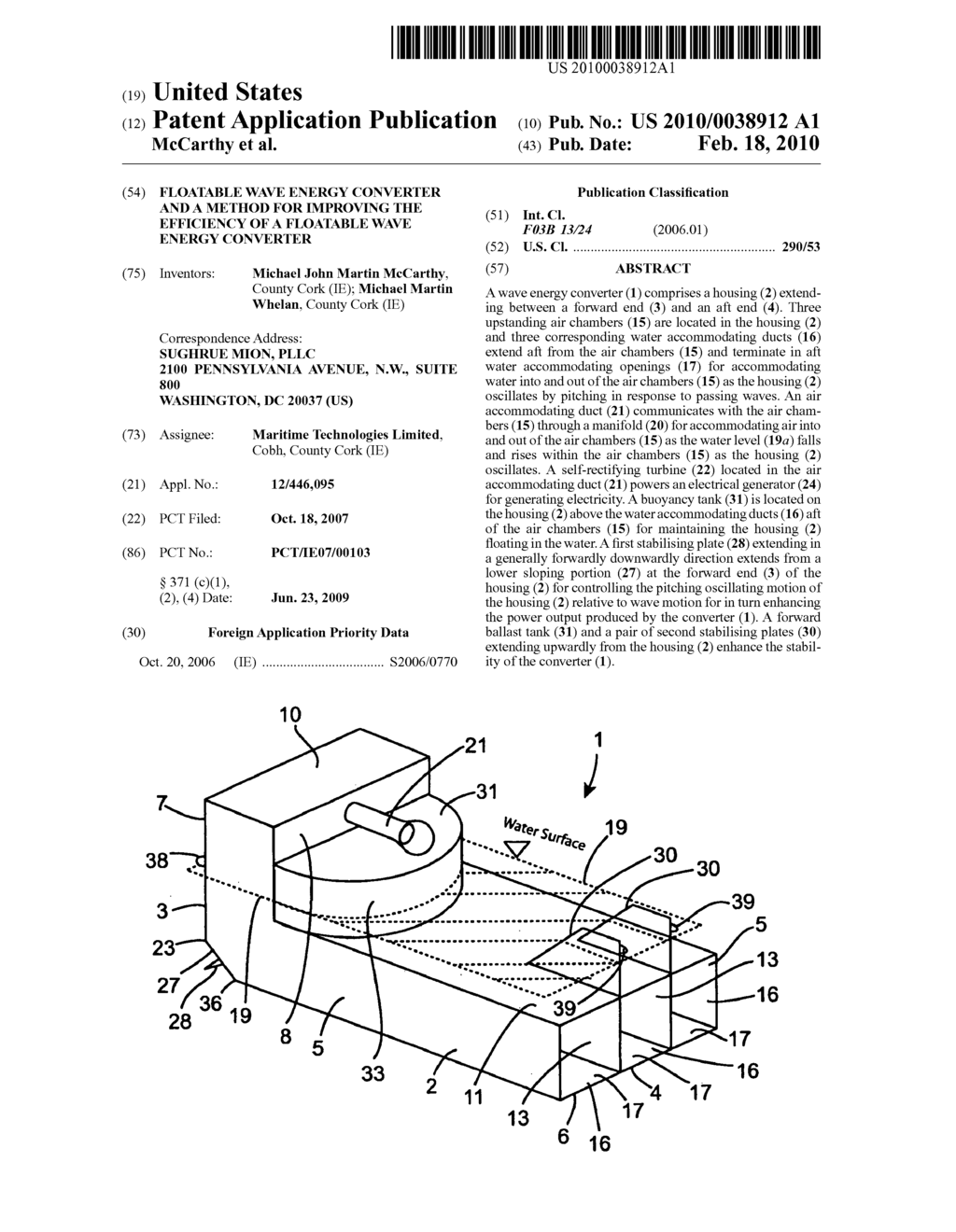 FLOATABLE WAVE ENERGY CONVERTER AND A METHOD FOR IMPROVING THE EFFICIENCY OF A FLOATABLE WAVE ENERGY CONVERTER - diagram, schematic, and image 01