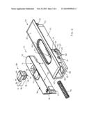 Tilt latch with cantilevered angular extension diagram and image