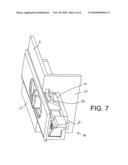 Tilt latch with cantilevered angular extension diagram and image