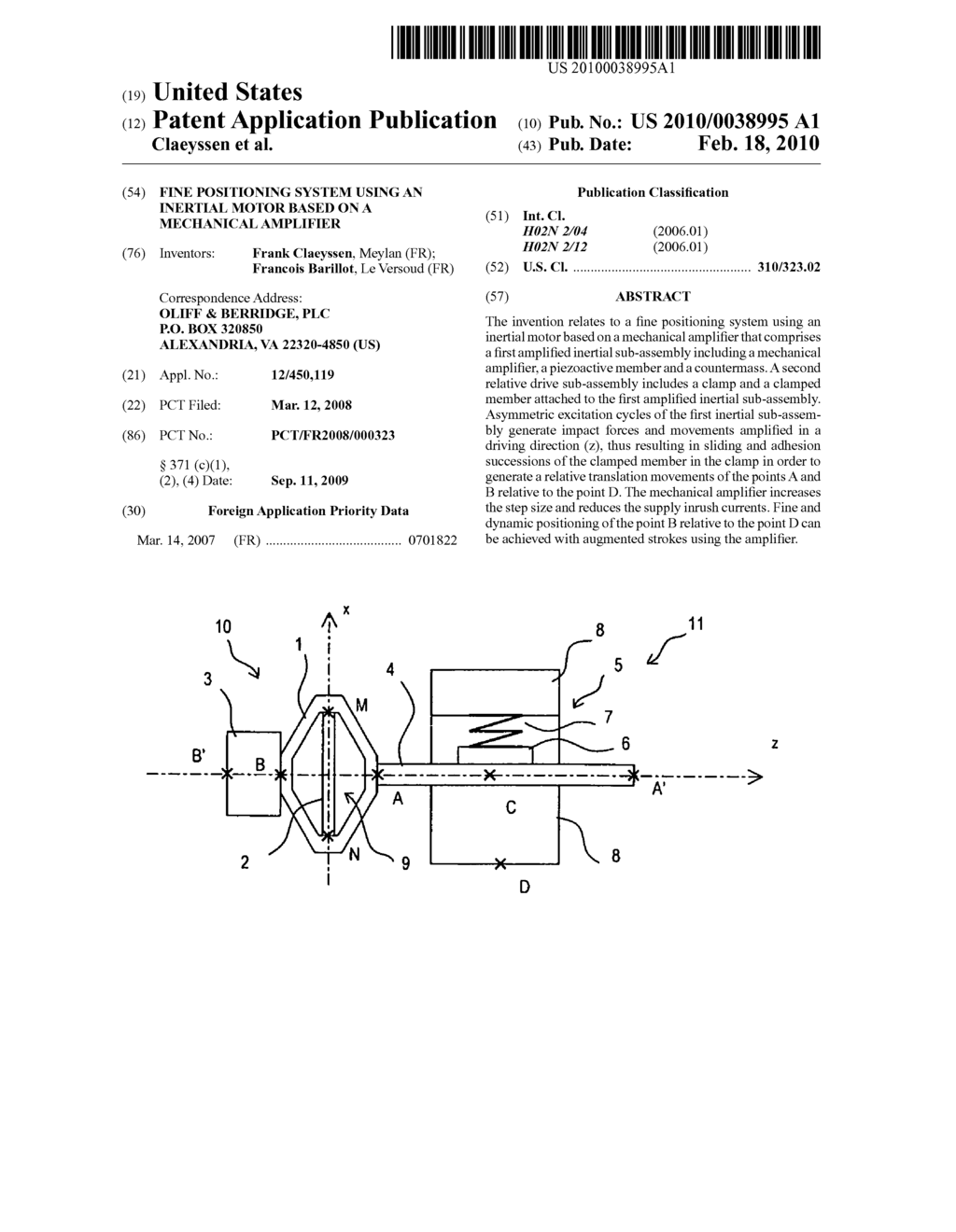 FINE POSITIONING SYSTEM USING AN INERTIAL MOTOR BASED ON A MECHANICAL AMPLIFIER - diagram, schematic, and image 01