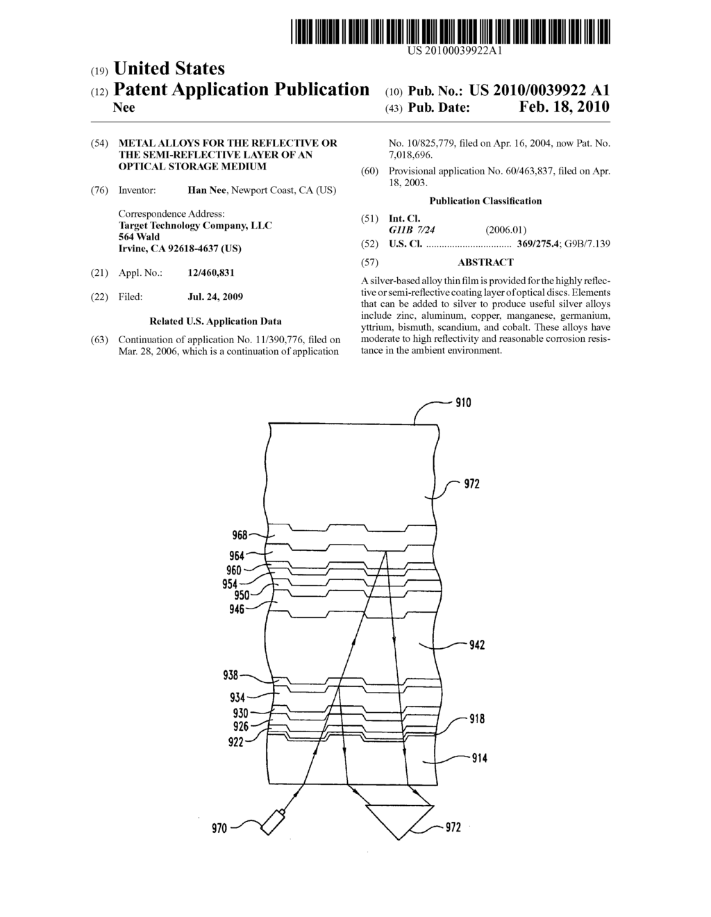 Metal alloys for the reflective or the semi-reflective layer of an optical storage medium - diagram, schematic, and image 01