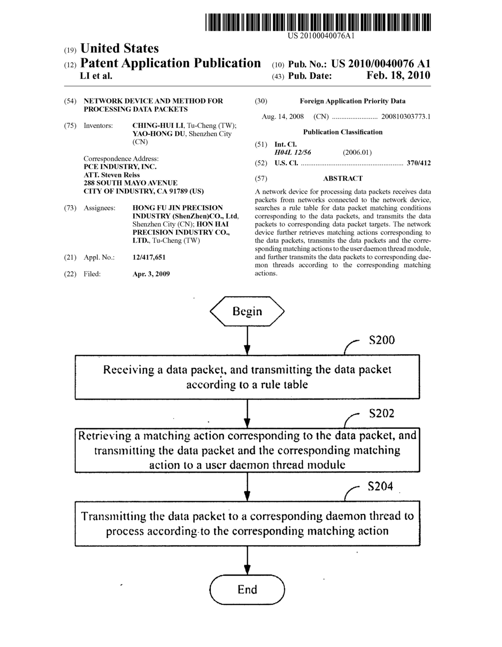 NETWORK DEVICE AND METHOD FOR PROCESSING DATA PACKETS - diagram, schematic, and image 01