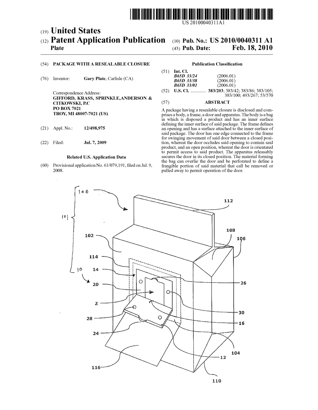 PACKAGE WITH A RESEALABLE CLOSURE - diagram, schematic, and image 01