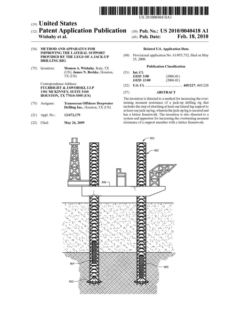 METHOD AND APPARATUS FOR IMPROVING THE LATERAL SUPPORT PROVIDED BY THE LEGS OF A JACK-UP DRILLING RIG - diagram, schematic, and image 01