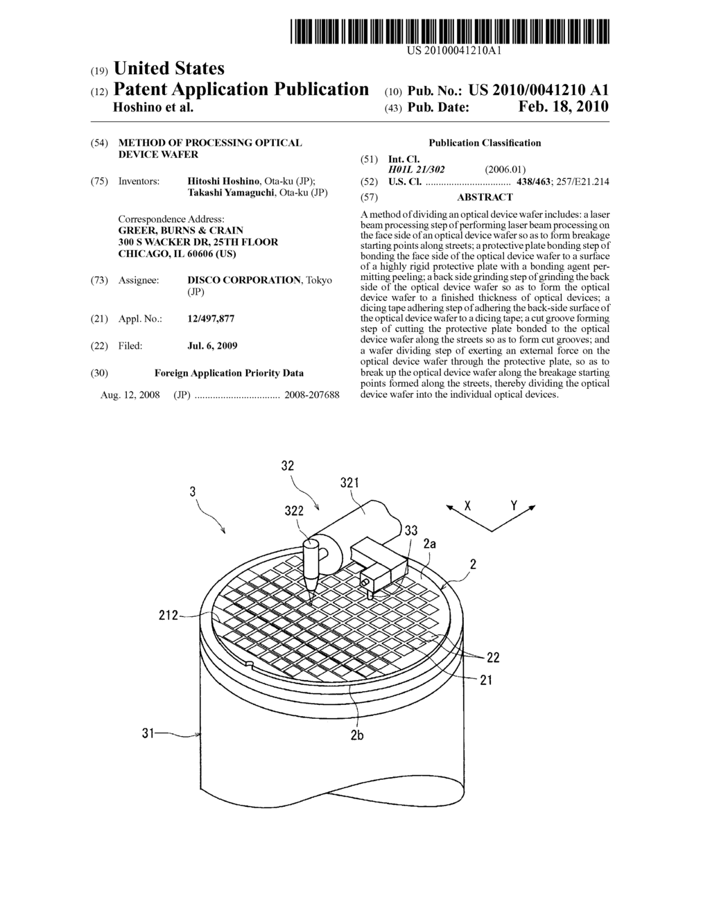 METHOD OF PROCESSING OPTICAL DEVICE WAFER - diagram, schematic, and image 01