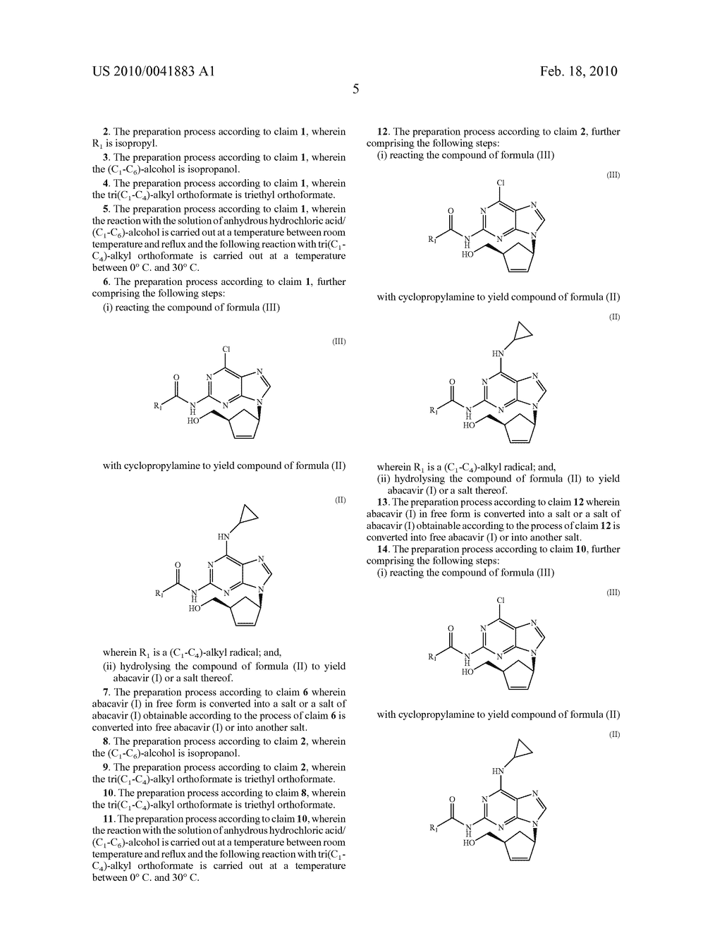 Process for the preparation of abacavir - diagram, schematic, and image 06