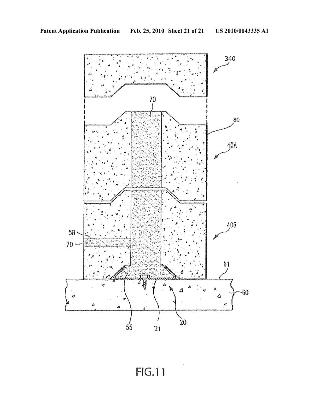 STACKING MASONRY BLOCK SYSTEM WITH TRANSITION BLOCK AND UTILITY GROOVE RUNNING THERETHROUGH - diagram, schematic, and image 22