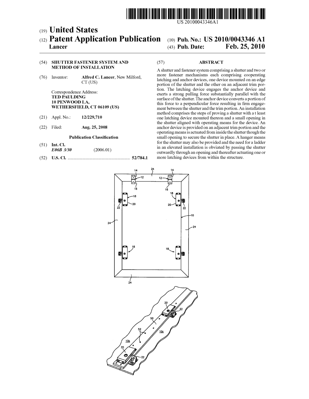 Shutter fastener system and method of installation - diagram, schematic, and image 01