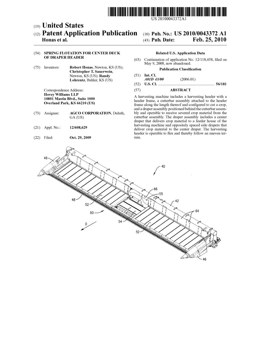 SPRING FLOTATION FOR CENTER DECK OF DRAPER HEADER - diagram, schematic, and image 01