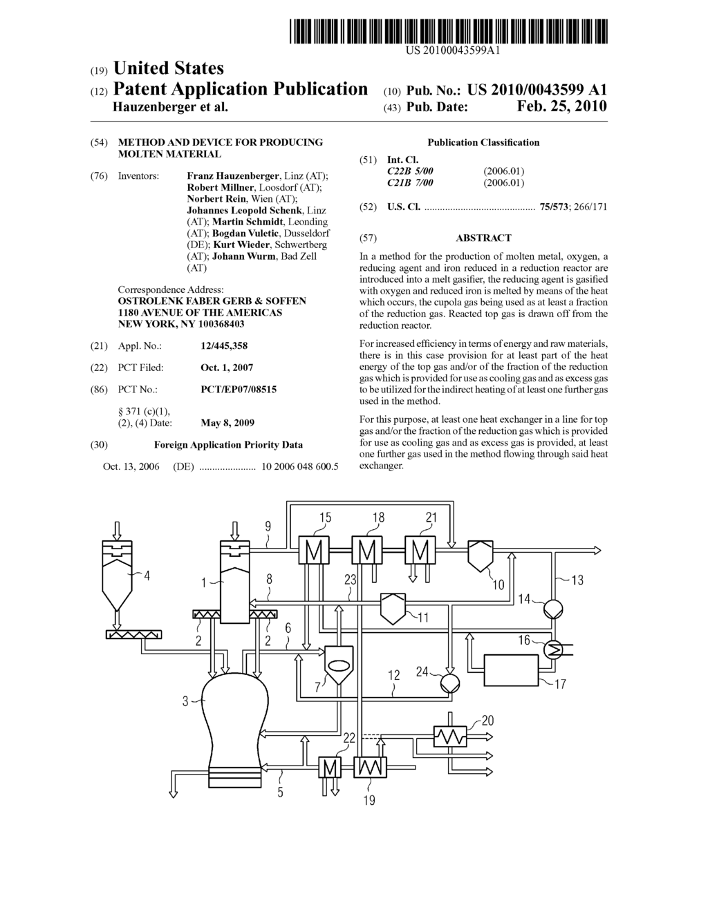 METHOD AND DEVICE FOR PRODUCING MOLTEN MATERIAL - diagram, schematic, and image 01