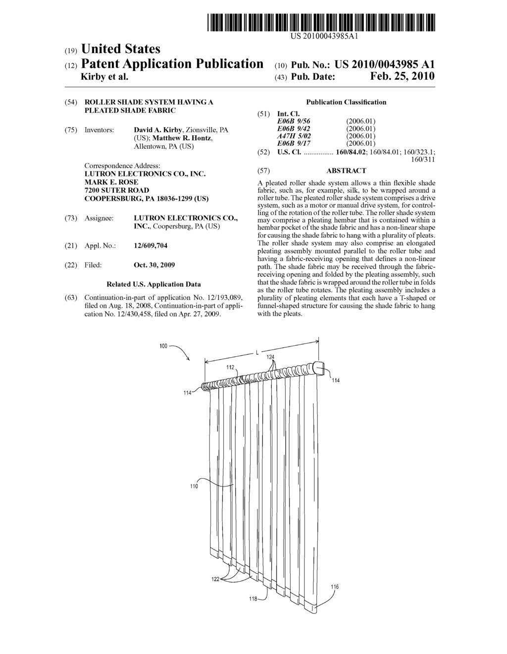 Roller Shade System Having A Pleated Shade Fabric - diagram, schematic, and image 01