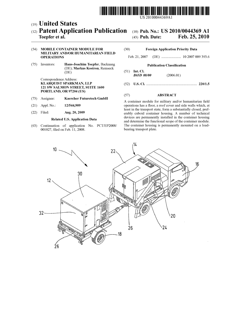 MOBILE CONTAINER MODULE FOR MILITARY AND/OR HUMANITARIAN FIELD OPERATIONS - diagram, schematic, and image 01