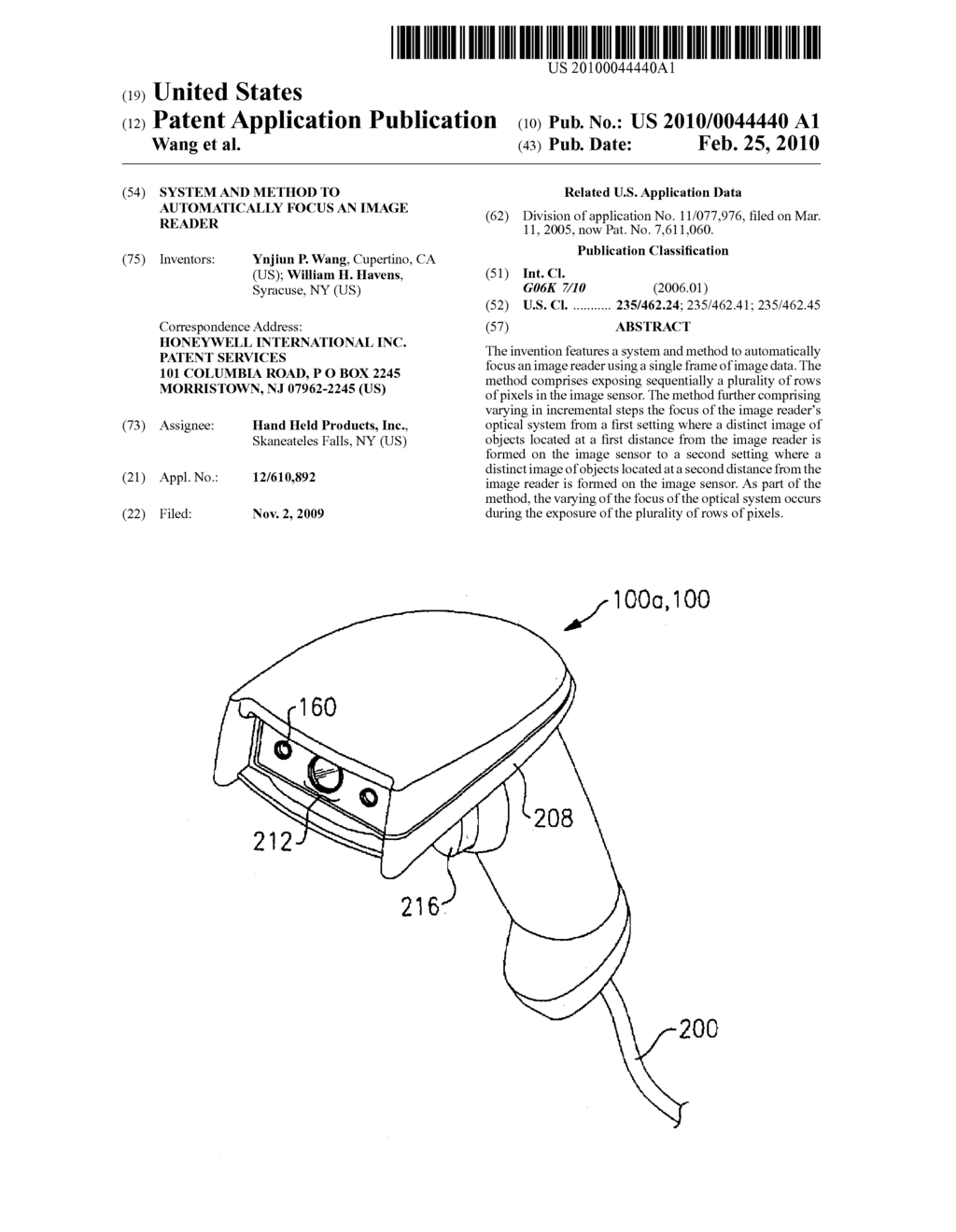 SYSTEM AND METHOD TO AUTOMATICALLY FOCUS AN IMAGE READER - diagram, schematic, and image 01