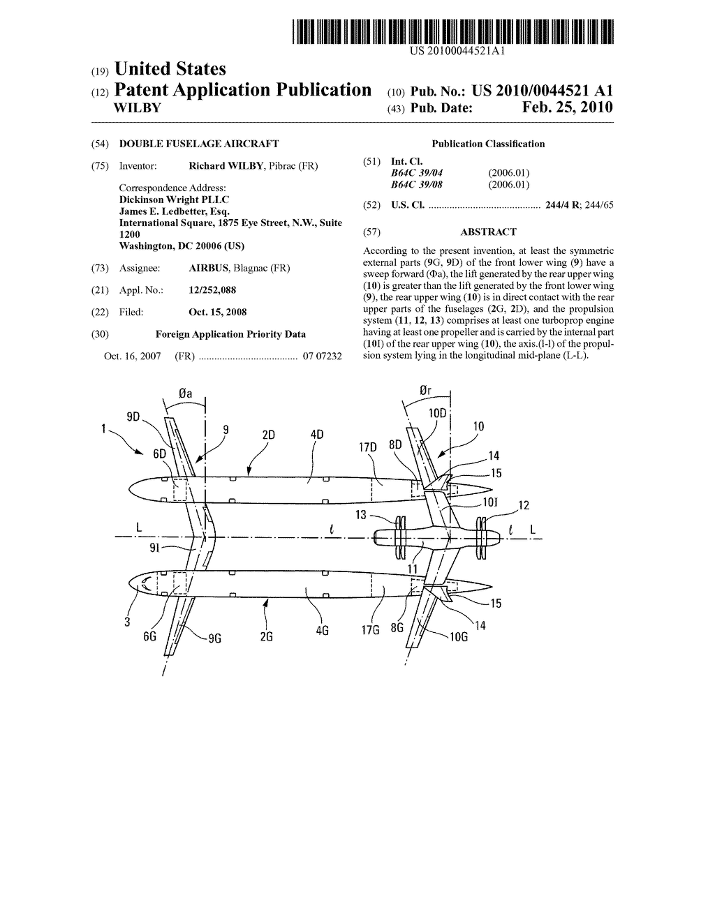 DOUBLE FUSELAGE AIRCRAFT - diagram, schematic, and image 01