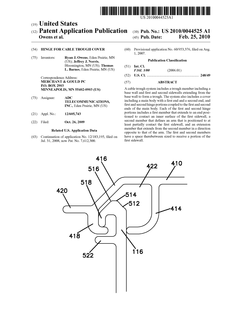 Hinge for Cable Trough Cover - diagram, schematic, and image 01