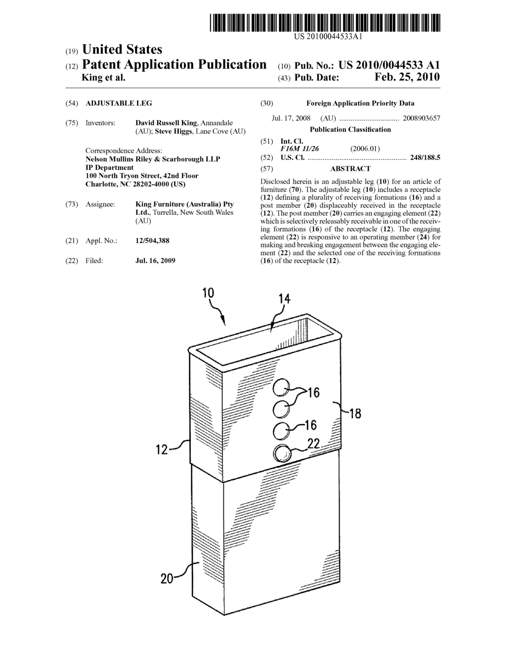 ADJUSTABLE LEG - diagram, schematic, and image 01